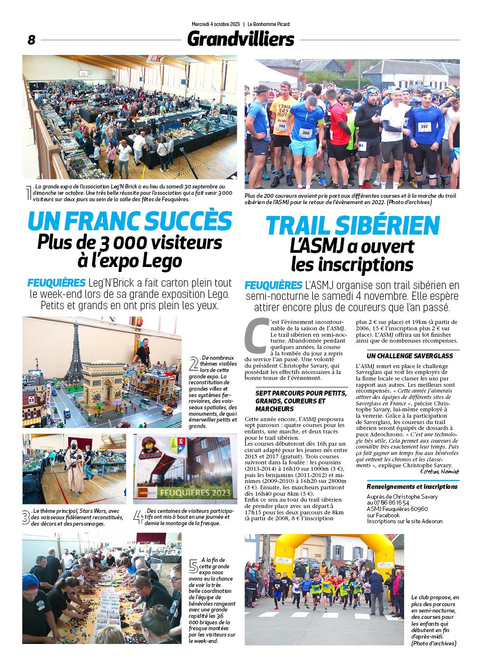 Article du Bonhomme Picard du 4 octobre 2023 : plus de 3 000 visiteurs à l'expo Lego de Feuquières